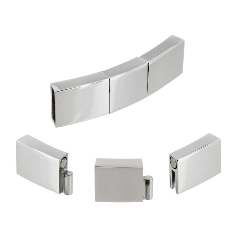 Flacher Magnetverschluss mit Zwischenelement aus Edelstahl, Loch: 10x3mm