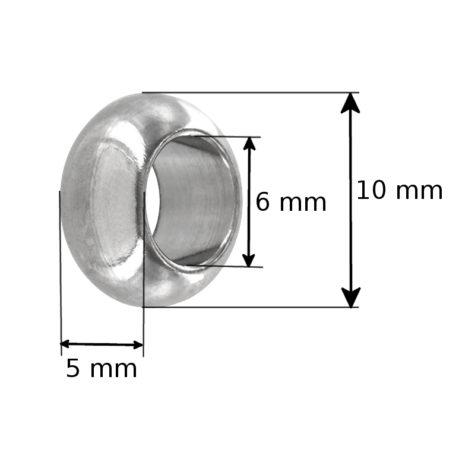 Edelstahl Beads 10 x 5 mm Loch 6mm - 20 Stück – Bild 2