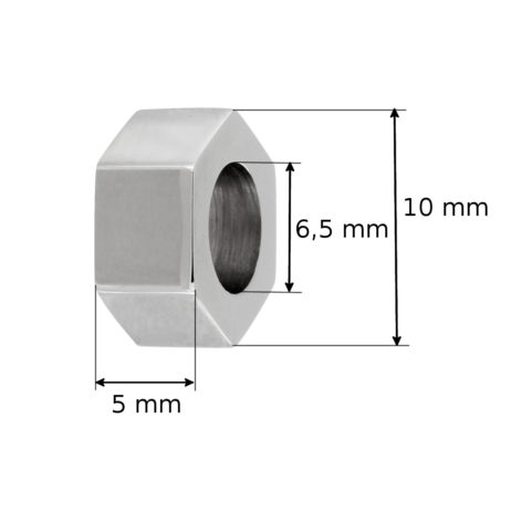 Edelstahl Bead Hexagon 10 x 5 mm Loch 6,5mm – Bild 2