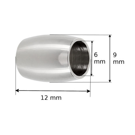 Edelstahl Beads oval 12 x 9 mm Loch 6mm – Bild 2