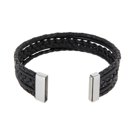 AURORIS Echtleder-Armband Breite 20mm Farbe schwarz mit Magnetverschluss aus Edelstahl – Bild 5