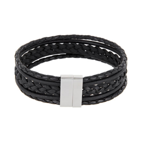 AURORIS Echtleder-Armband Breite 20mm Farbe schwarz mit Magnetverschluss aus Edelstahl – Bild 4