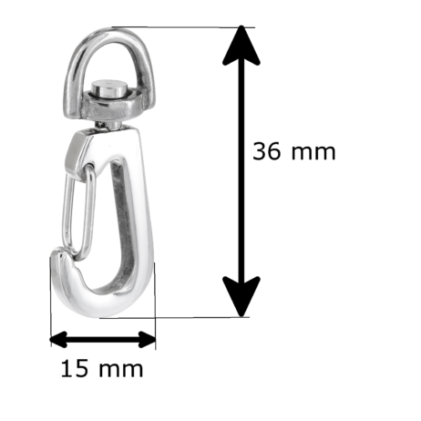 Karabiner aus Edelstahl 36x15 mm drehbar – Bild 3