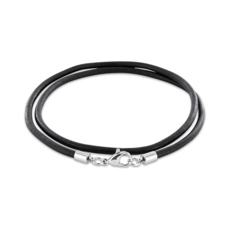 Lederkette 3mm mit Edelstahl Karabinerverschluss – Bild 2