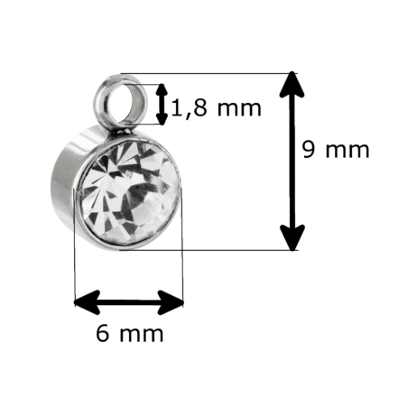 Kleine Anhänger 6 mm aus Edelstahl mit Strassstein – Bild 2