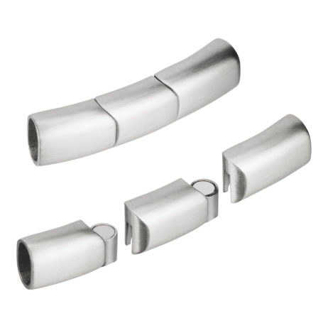 Flacher Magnetverschluss mit Zwischenelement aus Edelstahl matt-Optik, Loch: 8x5mm