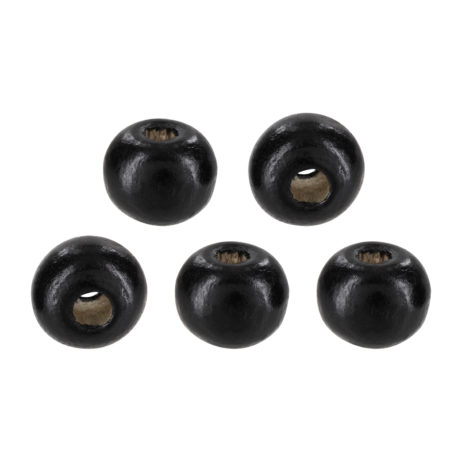 Holzperlen kugelförmig ca. 8 x 7 mm, Loch 2 mm, Farbe: schwarz - 20 Stück