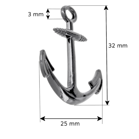 Schmuckelement Anker aus Zinklegierung Farbe: platin 32 x 25 mm – Bild 2
