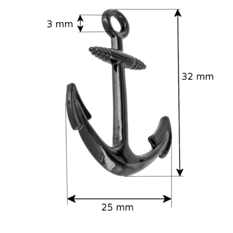 Schmuckelement Anker aus Zinklegierung Farbe: schwarz 32 x 25 mm – Bild 2