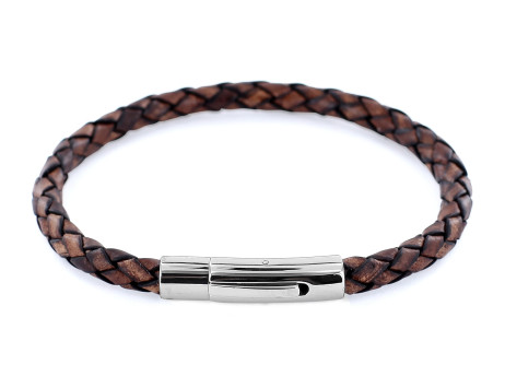 GROßHANDEL Lederarmband 5mm geflochten mit Edelstahl Hebeldruckverschluss – Bild 6