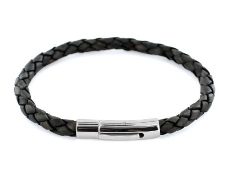 GROßHANDEL Lederarmband 5mm geflochten mit Edelstahl Hebeldruckverschluss – Bild 9