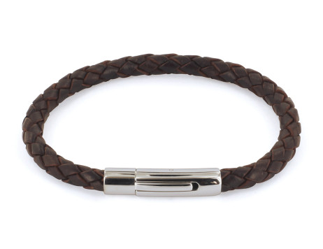 GROßHANDEL Lederarmband 5mm geflochten mit Edelstahl Hebeldruckverschluss – Bild 4