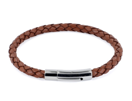 GROßHANDEL Lederarmband 5mm geflochten mit Edelstahl Hebeldruckverschluss – Bild 7