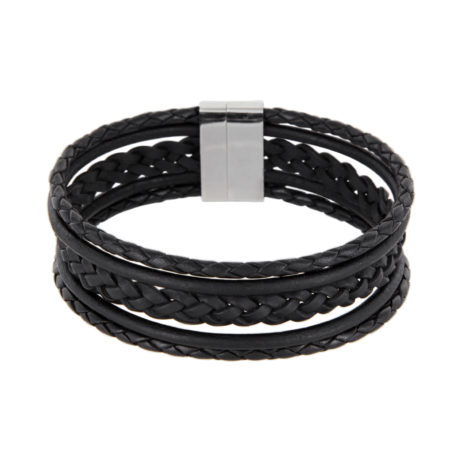 AURORIS Echtleder-Armband Breite 20mm Farbe schwarz mit Magnetverschluss aus Edelstahl – Bild 3