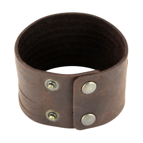 Lederarmband aus Nubuk-Rindsleder 4cm / 8 Stränge mit Druckknopfverschluss – Bild 6