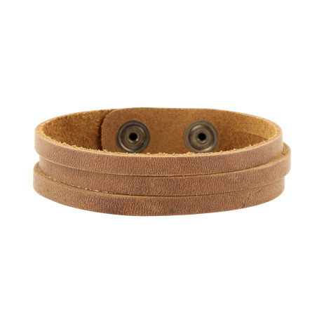 Lederarmband aus Nubuk-Rindsleder 1,5cm / 3 Stränge mit Druckknopfverschluss