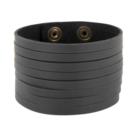 Lederarmband aus Nubuk-Rindsleder 4cm / 8 Stränge mit Druckknopfverschluss – Bild 2