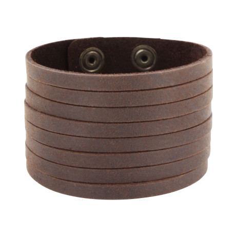 Lederarmband aus Nubuk-Rindsleder 4cm / 8 Stränge mit Druckknopfverschluss