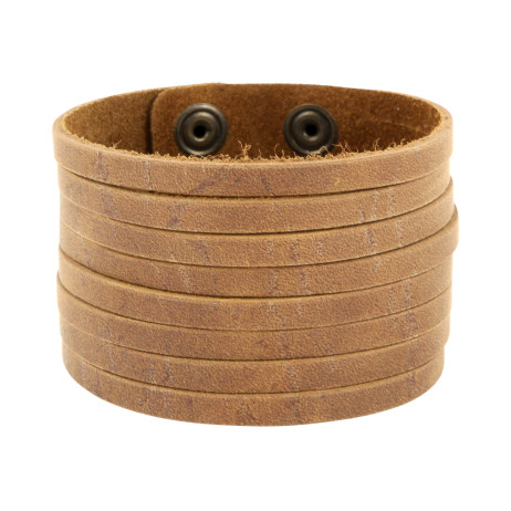 Lederarmband aus Nubuk-Rindsleder 4cm / 8 Stränge mit Druckknopfverschluss – Bild 4