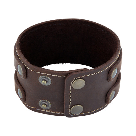 Lederarmband aus Nubuk-Rindsleder 4cm / 2 Stränge mit Druckknopfverschluss – Bild 9
