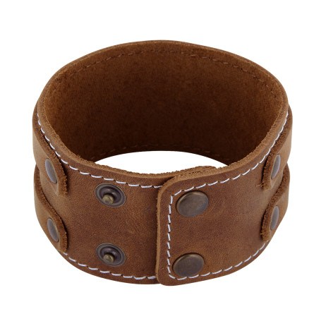 Lederarmband aus Nubuk-Rindsleder 4cm / 2 Stränge mit Druckknopfverschluss – Bild 10