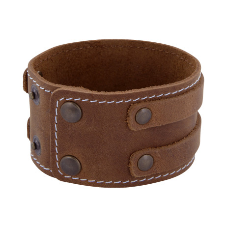 Lederarmband aus Nubuk-Rindsleder 4cm / 2 Stränge mit Druckknopfverschluss – Bild 7