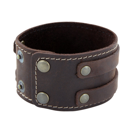 Lederarmband aus Nubuk-Rindsleder 4cm / 2 Stränge mit Druckknopfverschluss – Bild 6