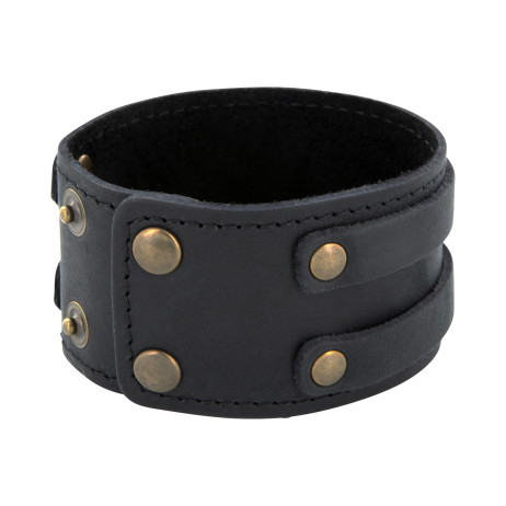 Lederarmband aus Nubuk-Rindsleder 4cm / 2 Stränge mit Druckknopfverschluss – Bild 5