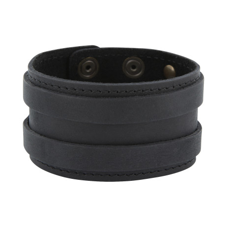 Lederarmband aus Nubuk-Rindsleder 4cm / 2 Stränge mit Druckknopfverschluss – Bild 2