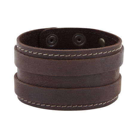 Lederarmband aus Nubuk-Rindsleder 4cm / 2 Stränge mit Druckknopfverschluss – Bild 3