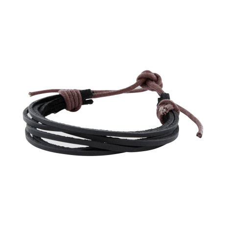 Lederarmband aus Nubuk-Rindsleder 6 Bänder 2x2mm mit Knotenverschluss