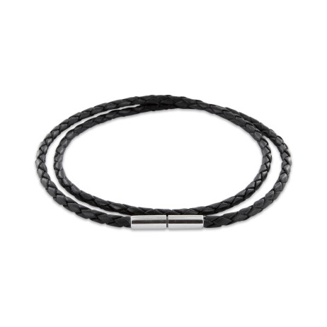 Lederkette 3mm geflochten mit Edelstahl Tunnel-Drehverschluss – Bild 2