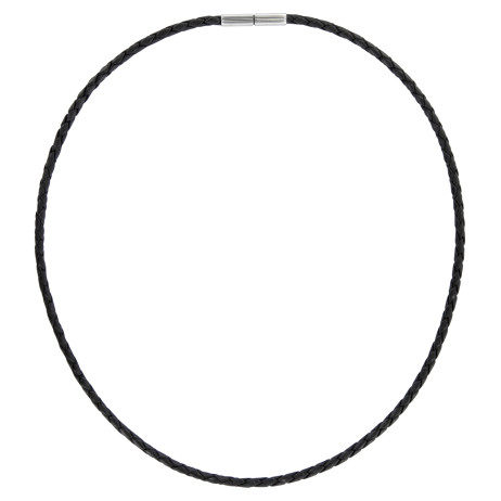 Lederkette 3mm geflochten mit Edelstahl Tunnel-Drehverschluss – Bild 4