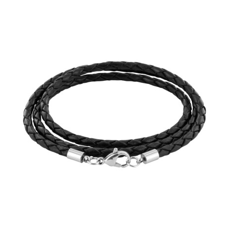 Lederkette 3mm geflochten mit Edelstahl Karabinerverschluss – Bild 2