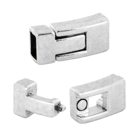 Magnet-Steckverschluss aus Zinklegierung Antik Silberfarben Loch: 9,5x5,5 mm