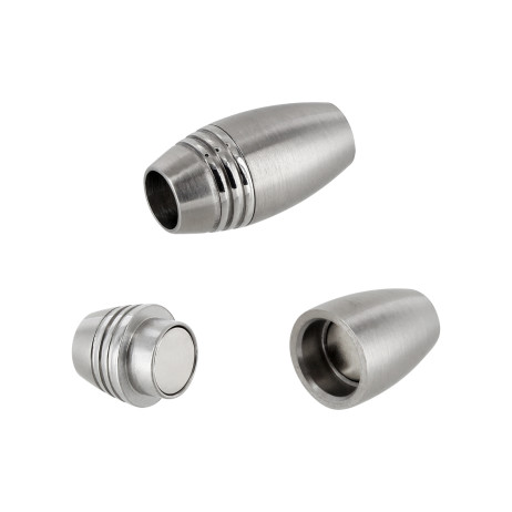 Ovaler Magnetverschluss aus Edelstahl matt-Optik, Loch: 5mm