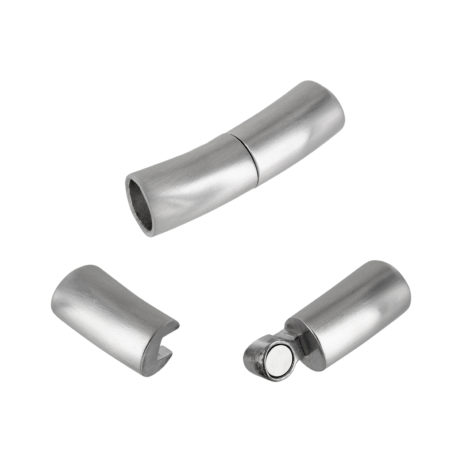 Magnet-Steckverschluss aus Edelstahl matt-Optik - Loch 6mm