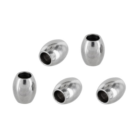 Edelstahl Beads oval 7 x 6 mm Loch 3mm – 20 Stück