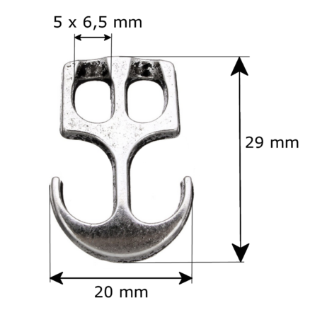 Schmuckelement Anker mit Doppelloch, aus Zinklegierung Farbe: antiksilber, 29 x 20 mm - 5 Stück – Bild 2