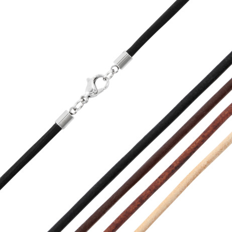 Lederkette 3mm mit Edelstahl Karabinerverschluss