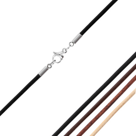 Lederkette 2mm mit Edelstahl Karabinerverschluss