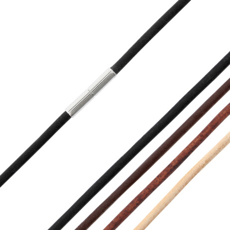 Lederkette 3mm mit Edelstahl Tunnel-Drehverschluss